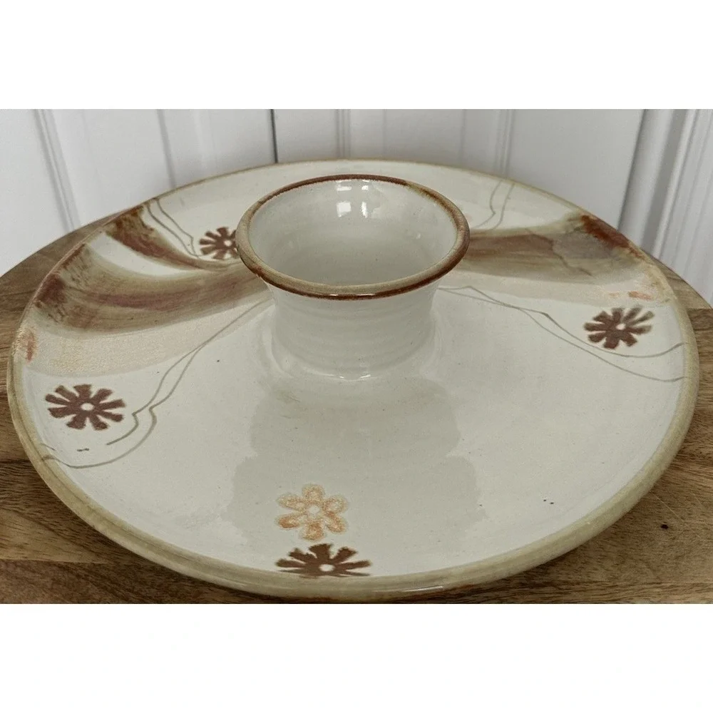 Vintage Wishon Harrell Pottery‎ Signed Chip and Dip Serving Piece 1988 12